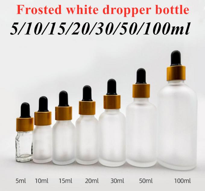 Wholesale Cheap Luxury Empty 5ml 10ml 15ml 20ml 30ml 50ml Essential Oil Bottle White Frosted Black Cap Dropper Glass Bottle