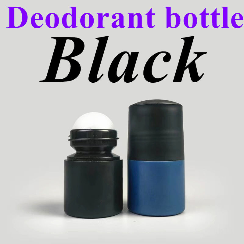 50 ml schwarze leere HDPE-Plastikwalze Plastikwalze auf Deodorant Antiperspirant Flasche mit schwarzem Deckel
