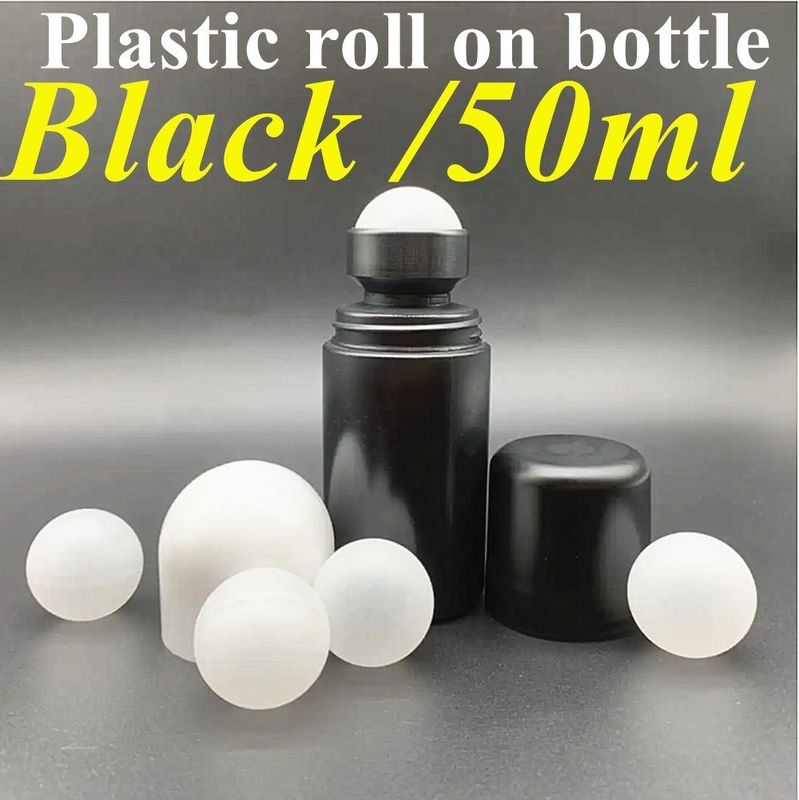 50 ml schwarze leere HDPE-Plastikwalze Plastikwalze auf Deodorant Antiperspirant Flasche mit schwarzem Deckel
