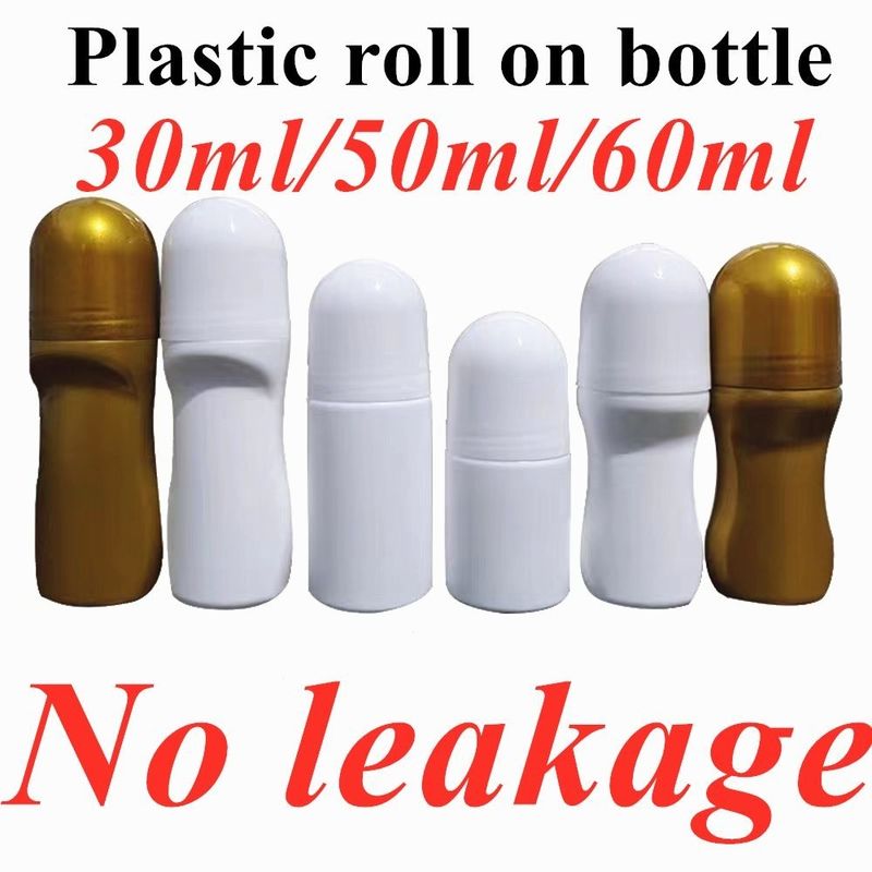 30 ml 50 ml 60 ml HDPE Kunststoff Weiß Kunststoff Deodorant Ätherisches Öl Rollen auf Flasche mit Rollenkugel