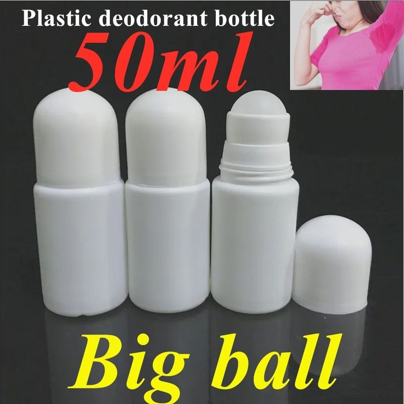 HDPE 30ml 50ml 60ml 100ml Kunststoffrolle auf weißer Zylinderrunder Flasche Deodorantbehälter mit Rollen auf Kugel
