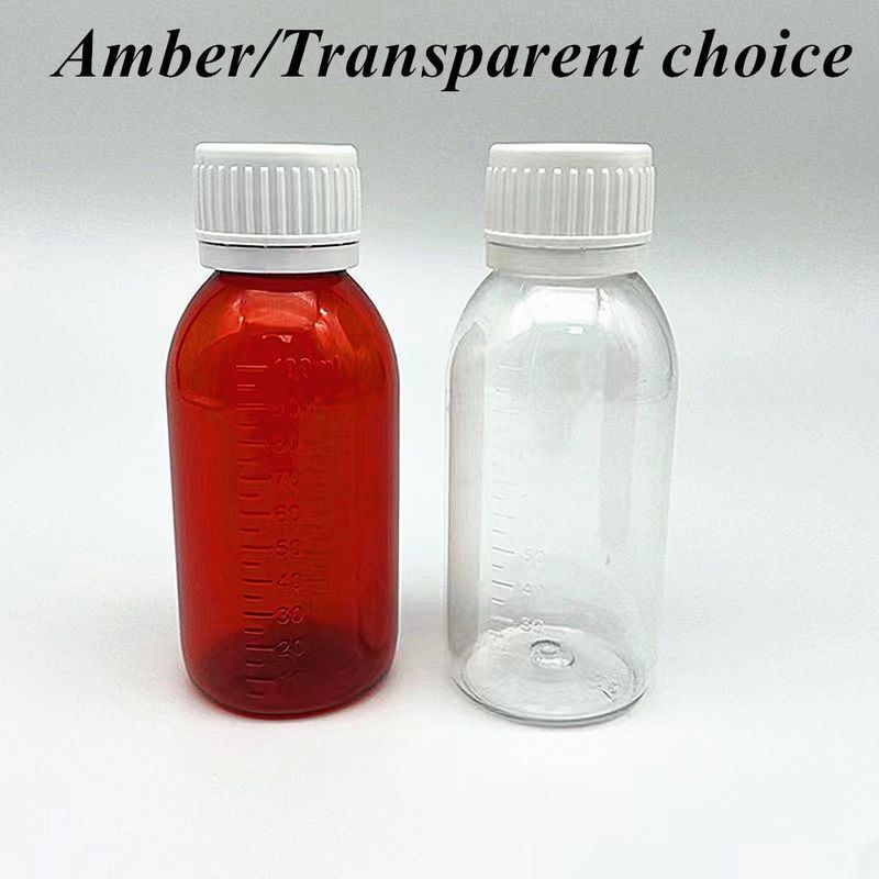 100 ml 120 ml 150 ml Runder leerer Kunststoff Tierarzneimittel Flüssiges Oralsuspension Flasche Amber Cought Syrup Flasche