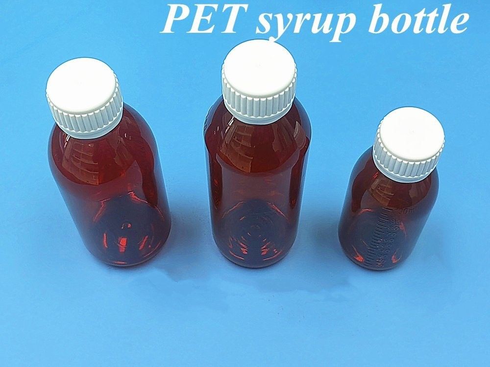 Pharmazeutische 100 ml 120 ml 150 ml Leerer Bernstein Kunststoff PET Bernstein Sirup Flasche für Sirup mit Ropp Cap