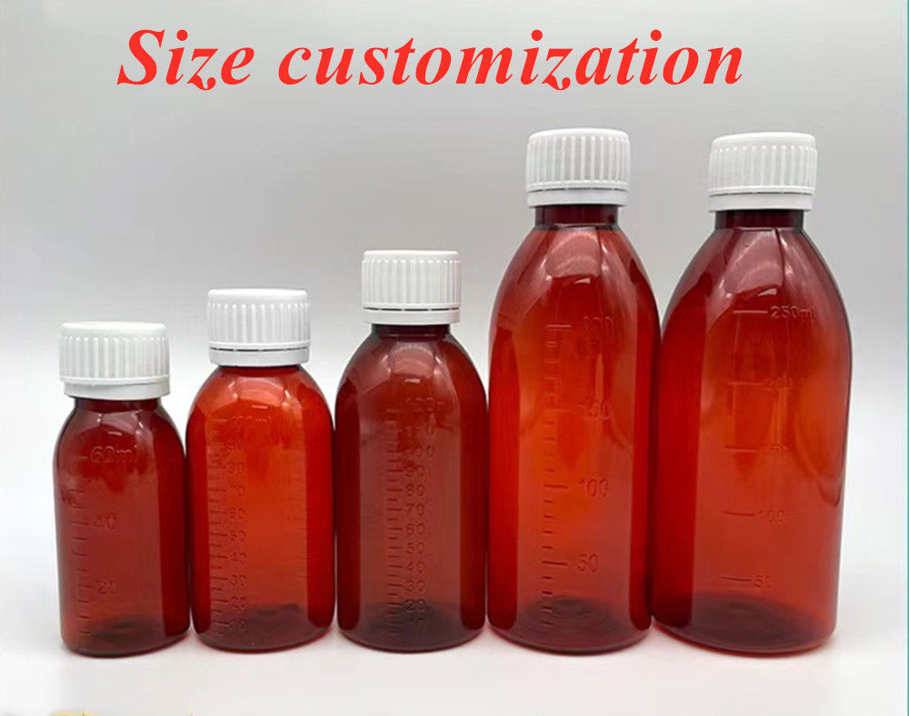 Pharmazeutische 100 ml 120 ml 150 ml Leerer Bernstein Kunststoff PET Bernstein Sirup Flasche für Sirup mit Ropp Cap