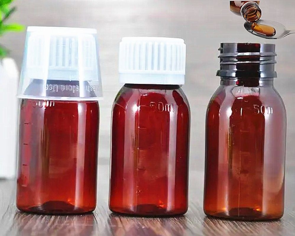 3oz 4oz Amber Sirup Glasflasche mit 28mm Hals Plastik pharmazeutische Husten Sirup Flasche für orale Flüssigkeit