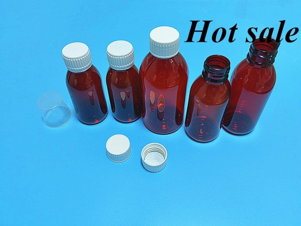 100 ml 120 ml Husten Sirup Flasche Oral Flüssigkeit Kunststoffflasche PET Leere runde Bernstein Sirup Kunststoffflasche