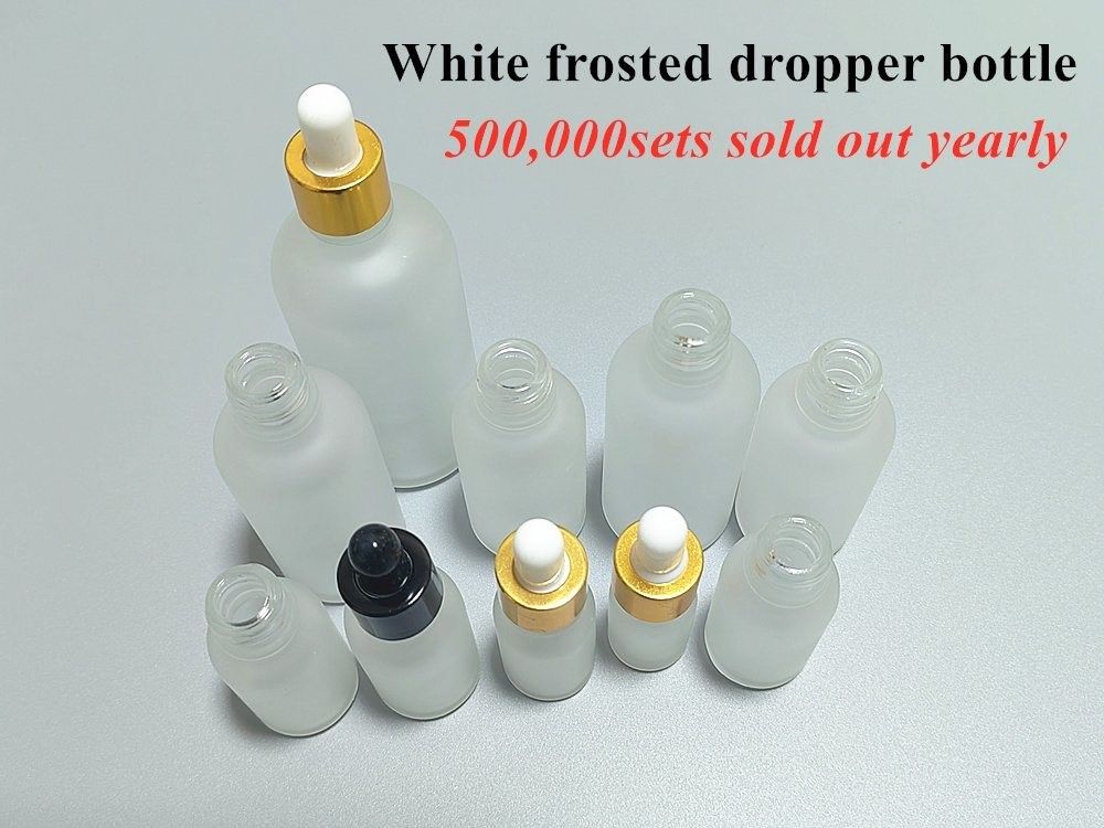 10 ml 20 ml 30 ml Leere runde weiße Frostglas-Ätherische Ölflasche zur Haarpflege Serum Kosmetik mit Tropfdrüsen