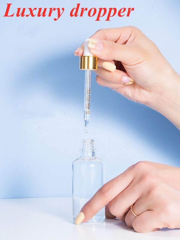 10 ml 20 ml 30 ml Leere runde weiße Frostglas-Ätherische Ölflasche zur Haarpflege Serum Kosmetik mit Tropfdrüsen