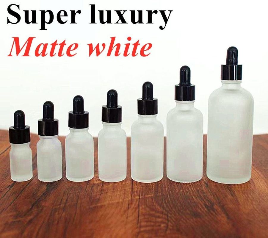 Luxus 15ml 20ml 30ml 50ml Leeres ätherisches Öl Matte Weiß Frosted Amber ätherisches Öl Glas Tropffflasche