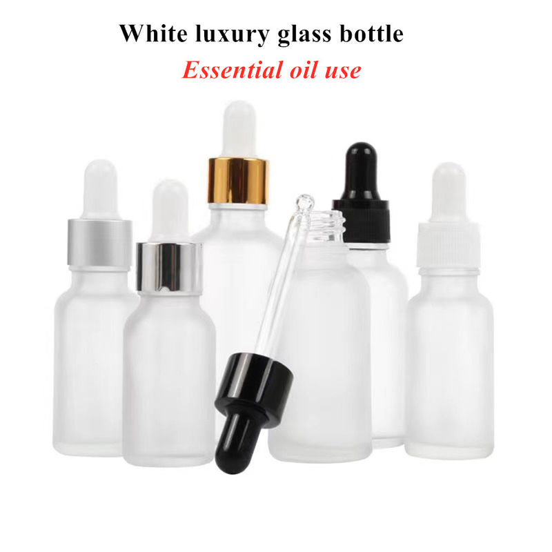 1 Unze 2 Unzen 5ml 10ml 15ml 20ml 30ml 50ml Leeres ätherisches Öl Hautpflege-Serum Gesicht Handgebrauch Weiß Frostglas Tropffflasche