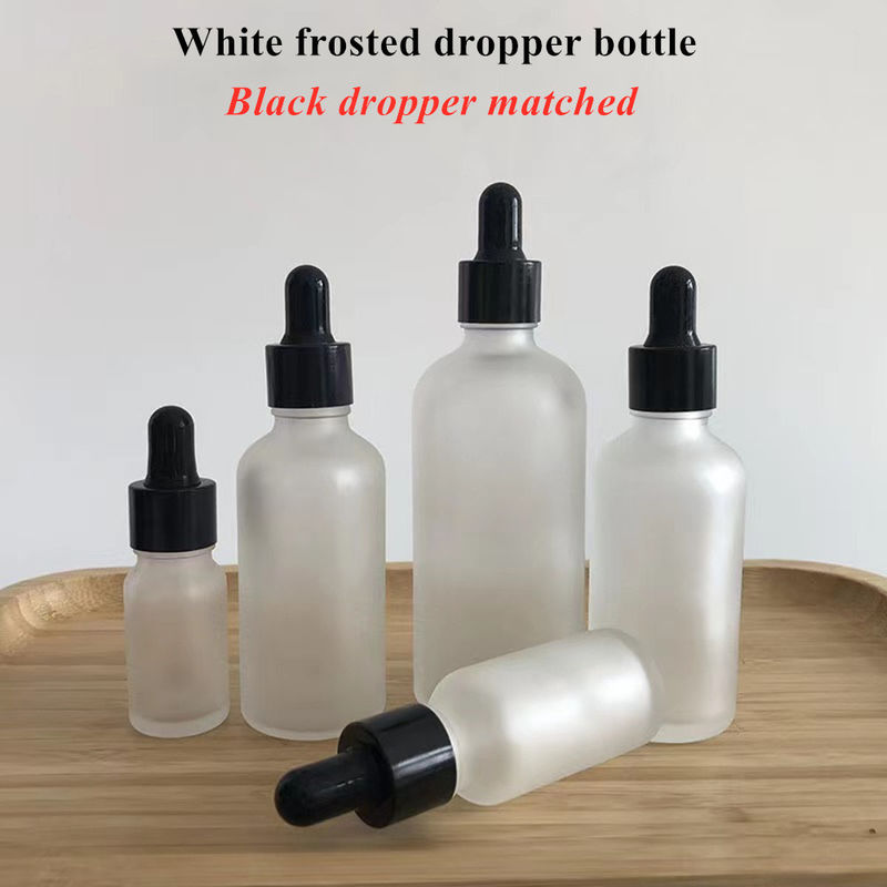 Matte Matte Weiß 20 ml 30 ml Glas Tropffflasche Glasserum Ätherische Ölflasche mit schwarzer Tropfkappe