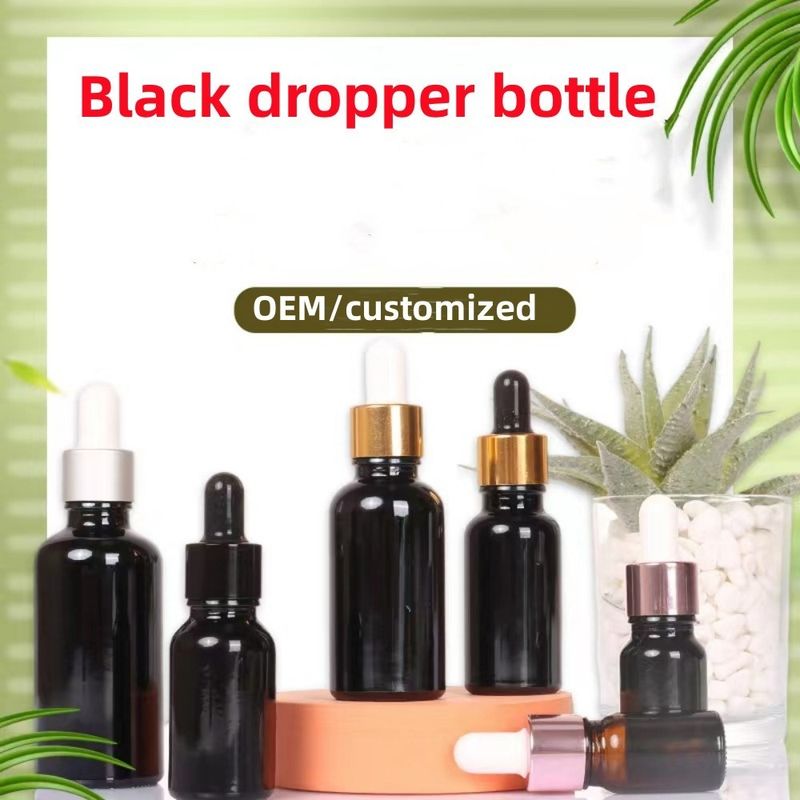Großhandel Billig 5ml 10ml 15ml 20ml 30ml 50ml Leere, schwarze Glasflaschen mit Tröpfchen