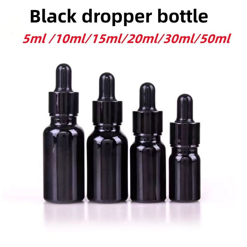 Großhandel Billig 5ml 10ml 15ml 20ml 30ml 50ml Leere, schwarze Glasflaschen mit Tröpfchen