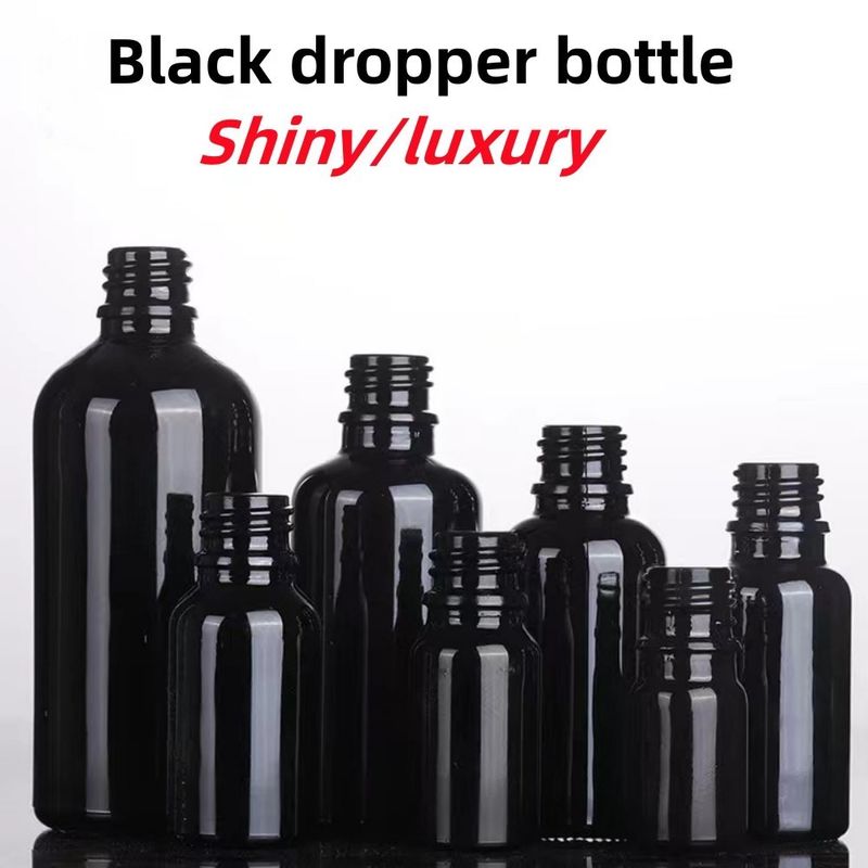 10 ml 15 ml 20 ml 30 ml 50 ml 100 ml glänzendes schwarzes ätherisches Öl Kosmetikglas Tropffflasche