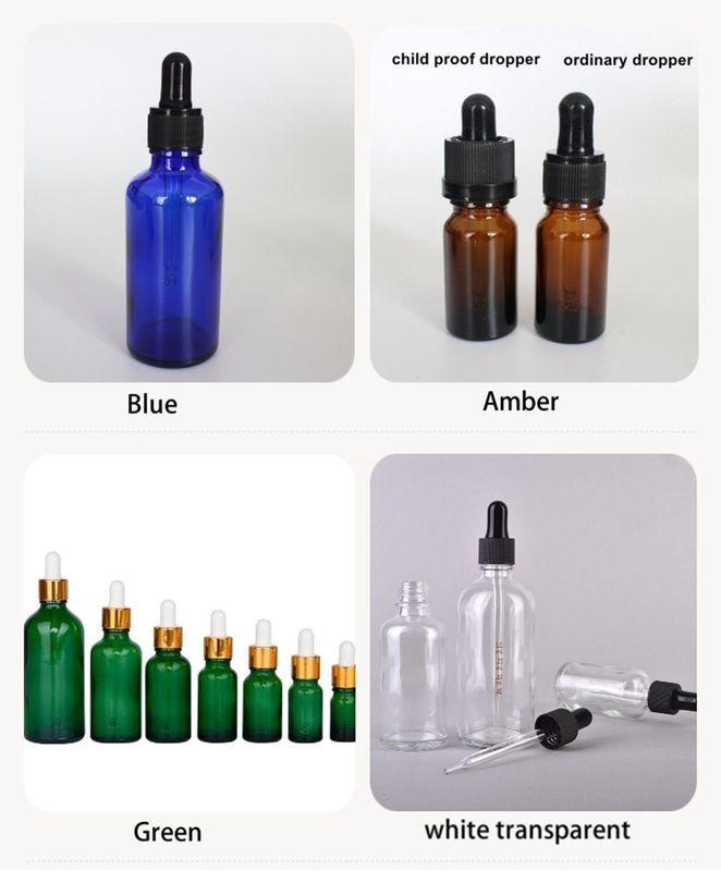 Ätherische Öle Verpackung 1OZ 2OZ 20ml 30ml 50ml Bernstein ätherisches Ölserum Glastropffflasche mit kindersicherer Kappe