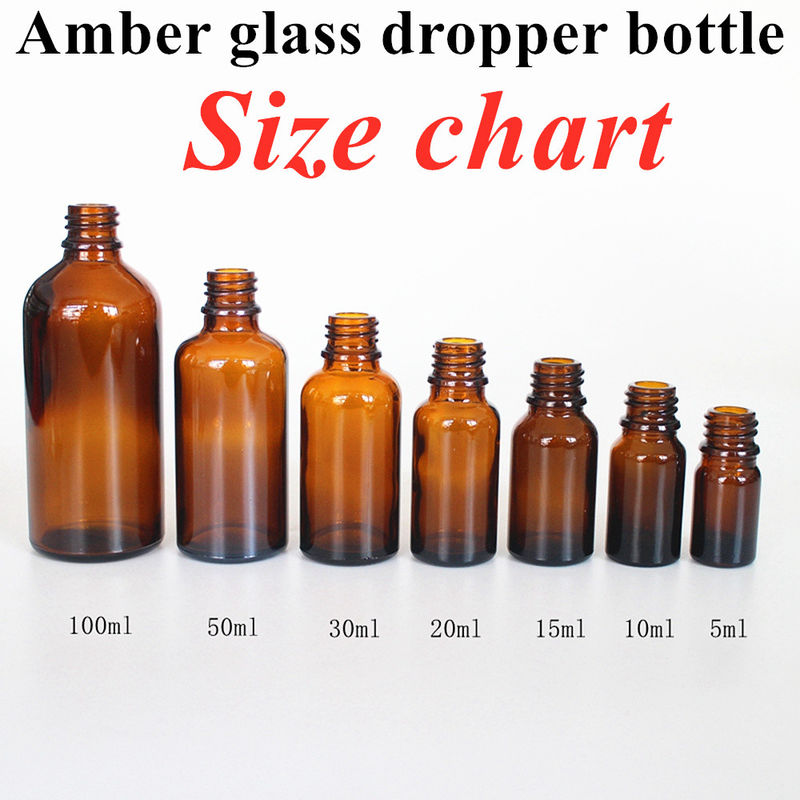 Warmverkauf Leerer Luxus Amber Braun 10ml 15ml 20ml 30ml 50ml 60ml Glas ätherisches Öl Flasche für Serum-Packung