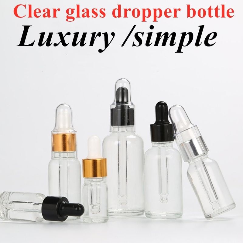 15 ml 20 ml 50 ml 100 ml Luxus leere klare transparente Serum Haare ätherisches Öl Glas Tropffflasche für Hautpflege