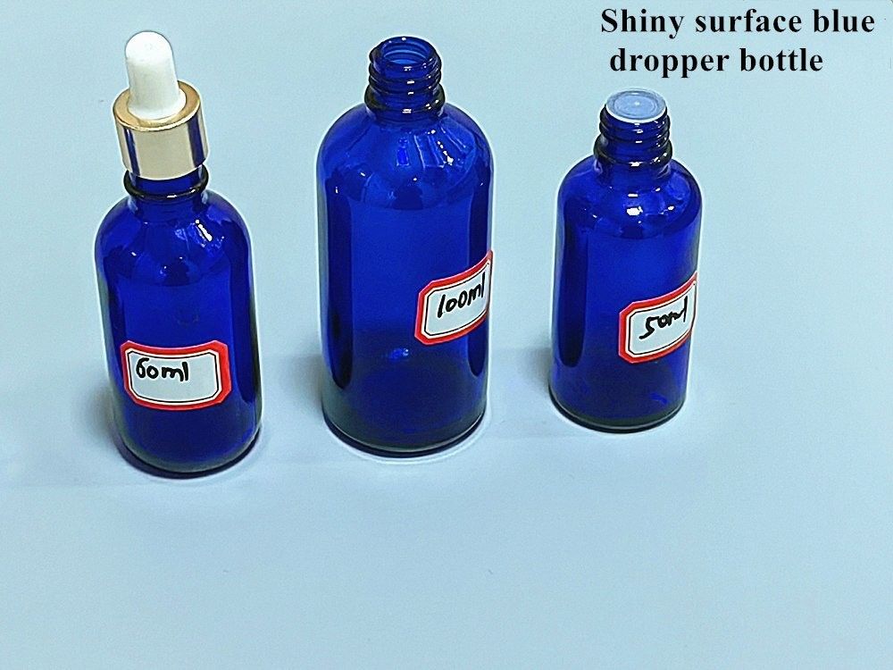 10 ml 20 ml 30 ml 50 ml Leere Boston Runde Kosmetik Verpackung Leere Blaue ätherische Öl Glas Tropffflasche mit Tropfkappe