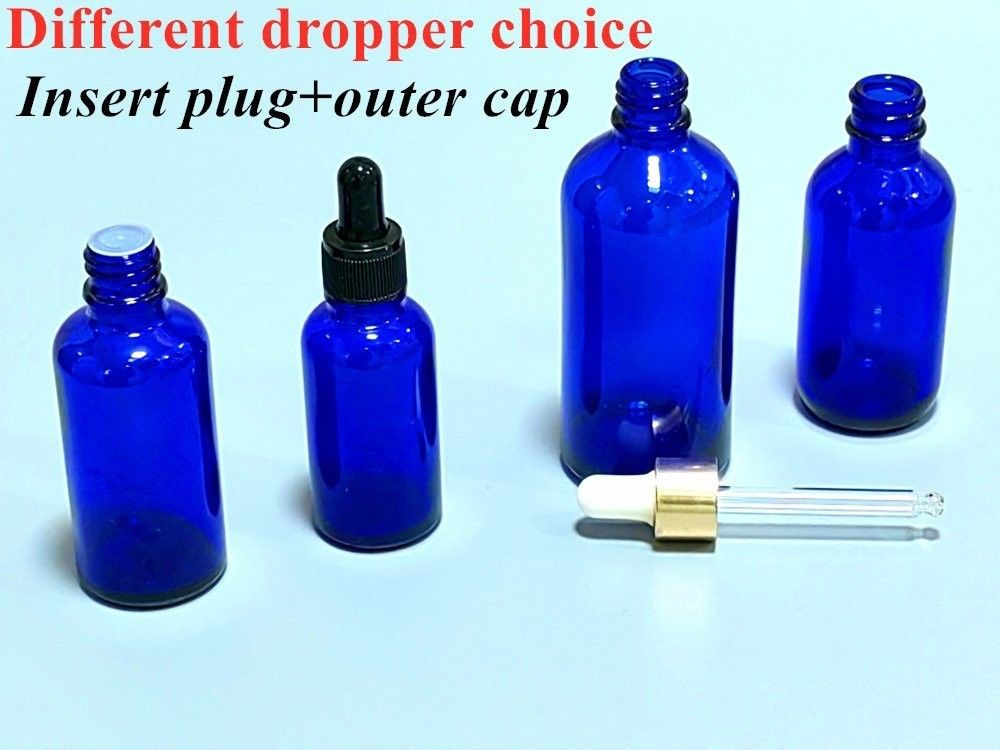 10 ml 20 ml 30 ml 50 ml Leere Boston Runde Kosmetik Verpackung Leere Blaue ätherische Öl Glas Tropffflasche mit Tropfkappe