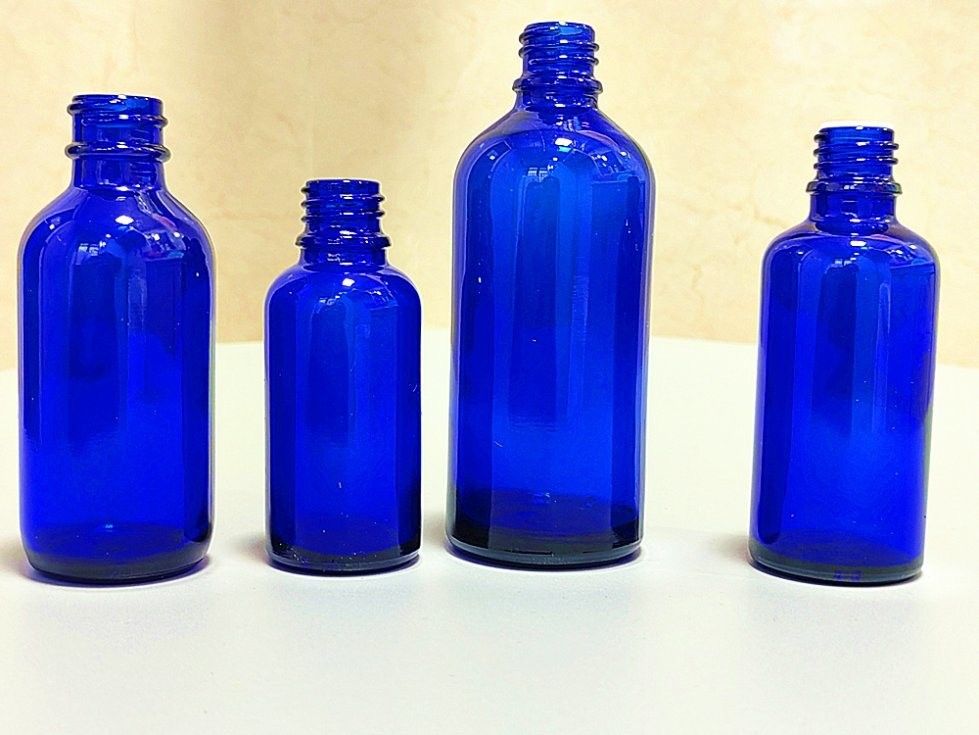 30 ml 50 ml 60 ml Leere runde kleine Kosmetikflasche Blau klares ätherisches Öl Glas Tropffflasche Glasflasche
