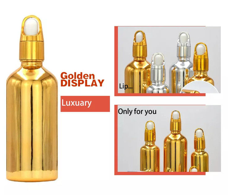 Hochwertige Luxus Kosmetik Packung 10ml 20ml 30ml 50ml Elektroplattierung Gold ätherische Öle Serum Glas Tropffflasche