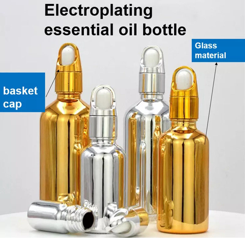 Hochwertige Luxus Kosmetik Packung 10ml 20ml 30ml 50ml Elektroplattierung Gold ätherische Öle Serum Glas Tropffflasche