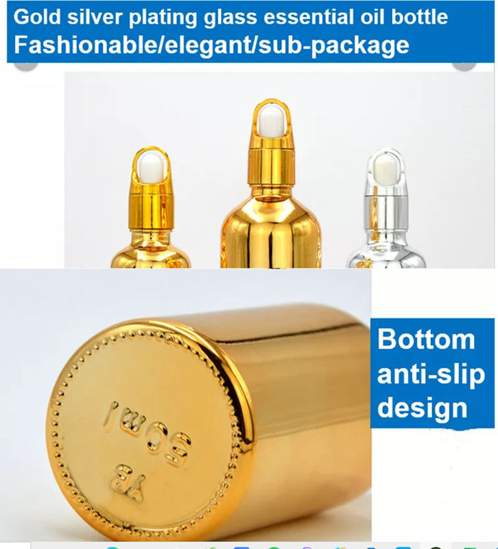 Hochwertige Luxus Kosmetik Packung 10ml 20ml 30ml 50ml Elektroplattierung Gold ätherische Öle Serum Glas Tropffflasche