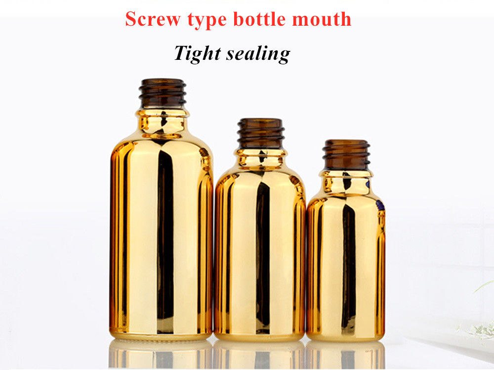 20 ml 30 ml 50 ml Leere Wiederverwendbare Elektroplattierung Gold Kosmetik Verpackungserum Hautpflege ätherisches Öl Glas-Tropffflasche