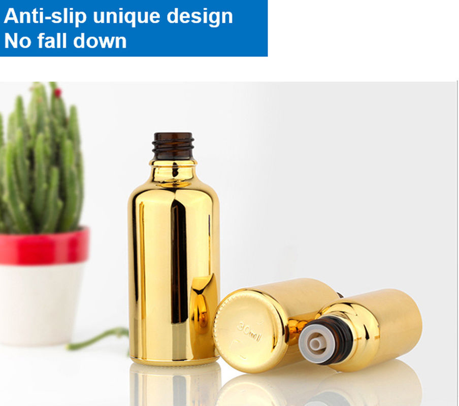 20 ml 30 ml 50 ml Leere Wiederverwendbare Elektroplattierung Gold Kosmetik Verpackungserum Hautpflege ätherisches Öl Glas-Tropffflasche