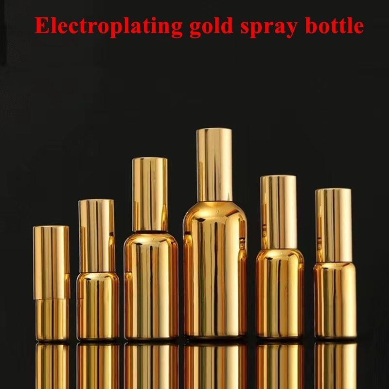 30 ml 50 ml Elektroplattierung Gold Silber Glas Spray Kosmetik Flasche Gold Kosmetik Flasche mit ätherischem Öl