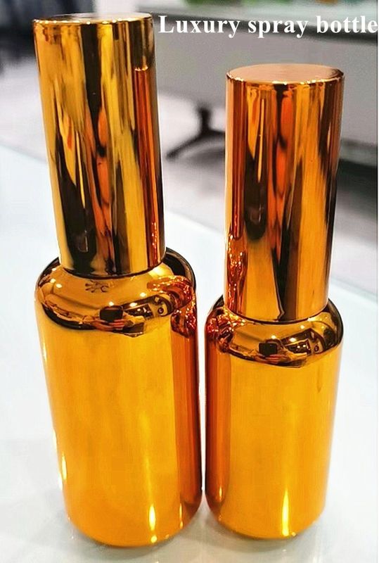 30 ml 50 ml Elektroplattierung Gold Silber Glas Spray Kosmetik Flasche Gold Kosmetik Flasche mit ätherischem Öl