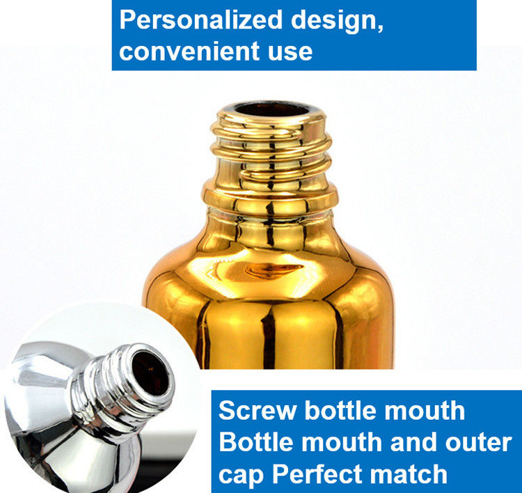 10 ml 20 ml 30 ml 50 ml mit Elektroplaten aus Gold Etheröl Flasche Kleine Goldflasche Kosmetik Glastropffflasche