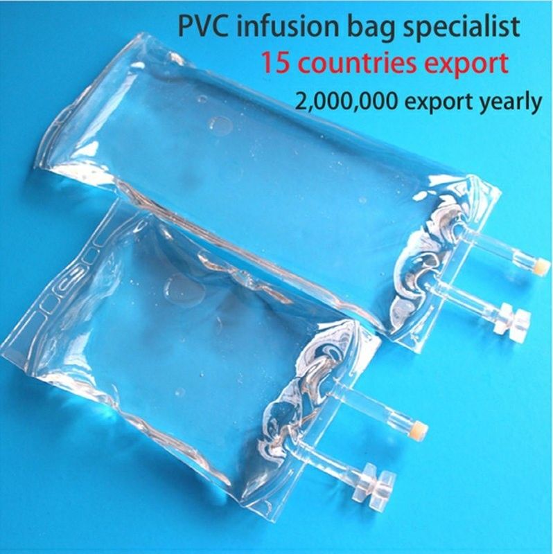 Großvolumen 2000ml 3000ml 5000ml 7mm Veterinärverbrauch Einweg-PVC-Infusionsbeutel mit Doppelanschluss