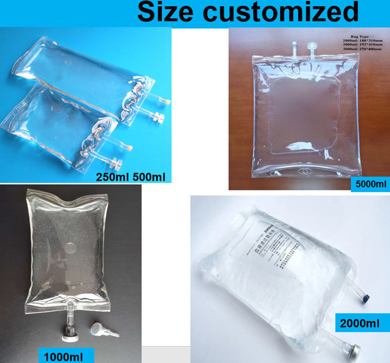 Großvolumen 2000ml 3000ml 5000ml 7mm Veterinärverbrauch Einweg-PVC-Infusionsbeutel mit Doppelanschluss