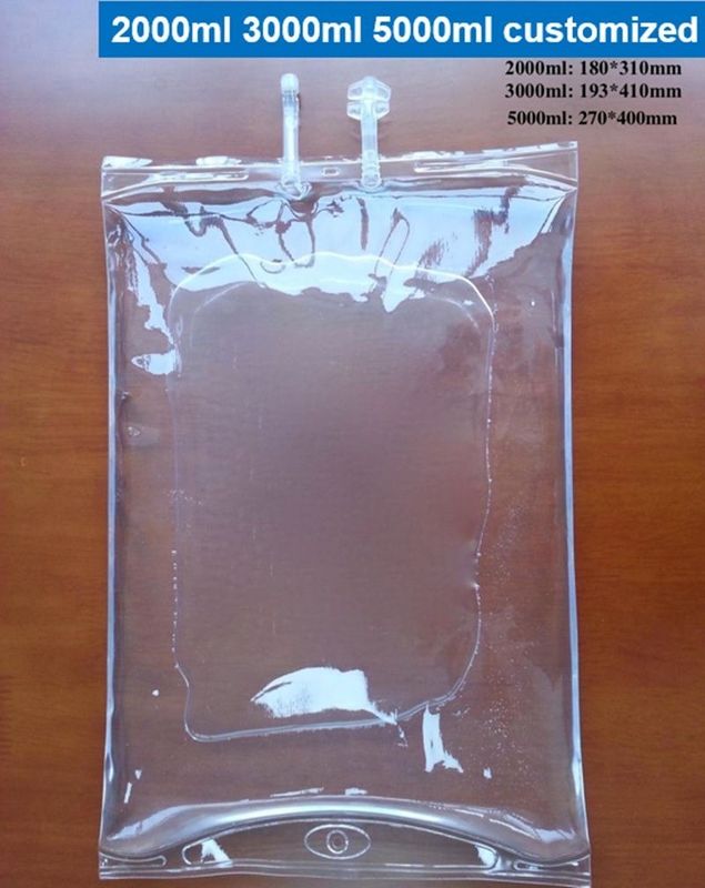 2000 ml 3000 ml 5000 ml Schmetterling Doppelanschluss Abdrehen für Transfusion Einweg-PVC-Infusionsbeutel für Veterinärmedizin