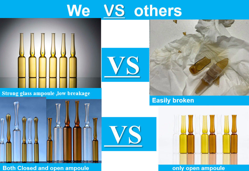 1 ml 2 ml 5 ml 10 ml YBB USP leere Borosilikatglasampullen zur Injektion Transparente Bernsteinglasampulle für Pharmac