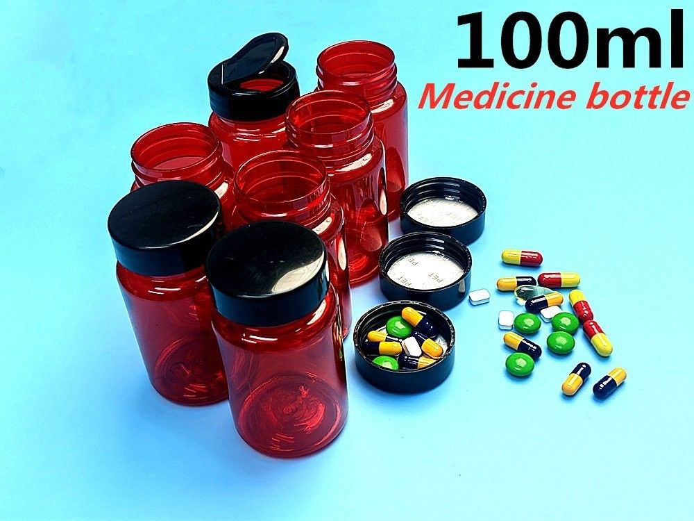 Hochwertige 100 ml rote leere Haustierpille Tabletten Kalzium pharmazeutische Behälter Medizin Vitamine Kapsel Medizin Flasche