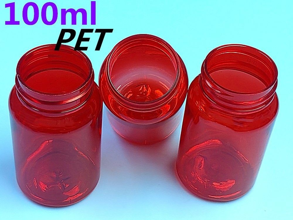 100 ml Rot Low MOQ PET Plastikpillen Flaschen Leere Maßgeschneiderte Plastik Vitaminpillen Kapsel Flasche mit Schraubkappe Flip Top Kappe