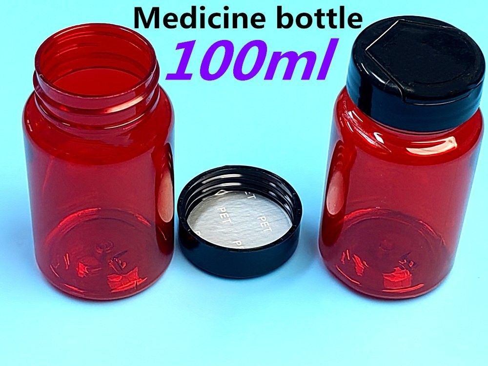PET-Kunststoff Rot 100 ml 150 ml Feststoffflasche Kapsel Pille Flasche Verpackung Behälter Gesundheitsmittel Flasche