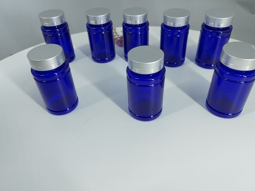 100cc 120cc Plastikflasche für Pillen Kapseln Transparent Blau PET Wiederauffüllbares Plastik Festpulver Pille Medizinflasche