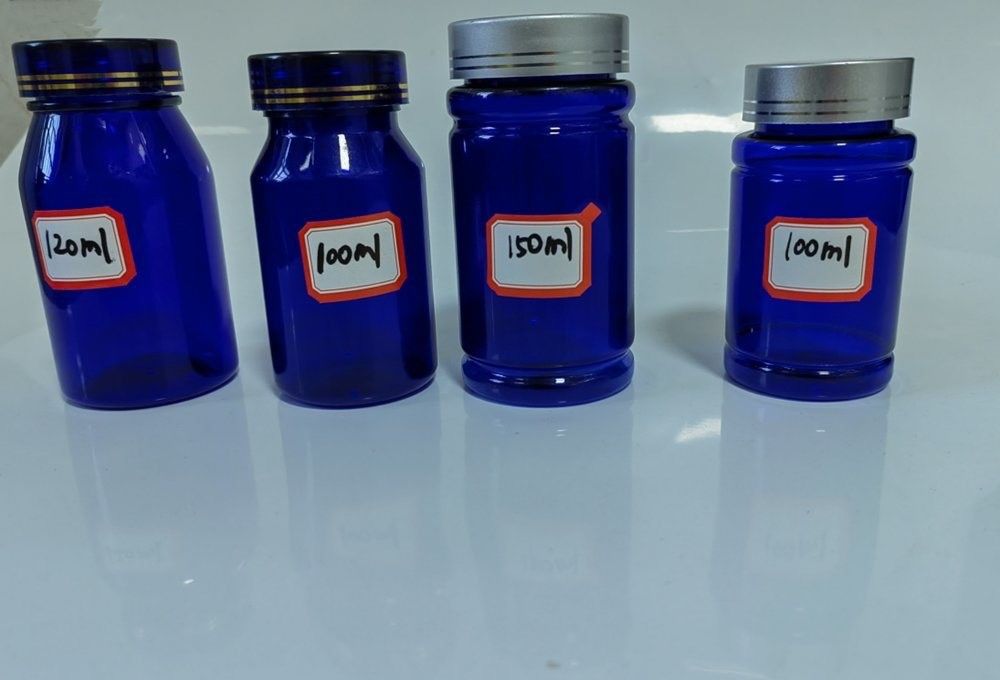 100cc 120cc 150cc Plastikflasche für Pillen Kapseln Transparente Blaue Haustier Wiederauffüllbare Plastikflasche für feste Medikamente