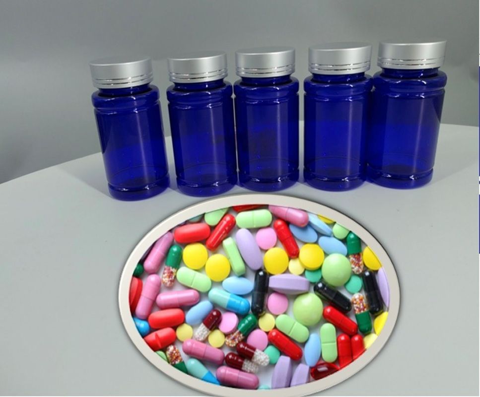 100cc 120cc 150cc Plastikflasche für Pillen Kapseln Transparente Blaue Haustier Wiederauffüllbare Plastikflasche für feste Medikamente