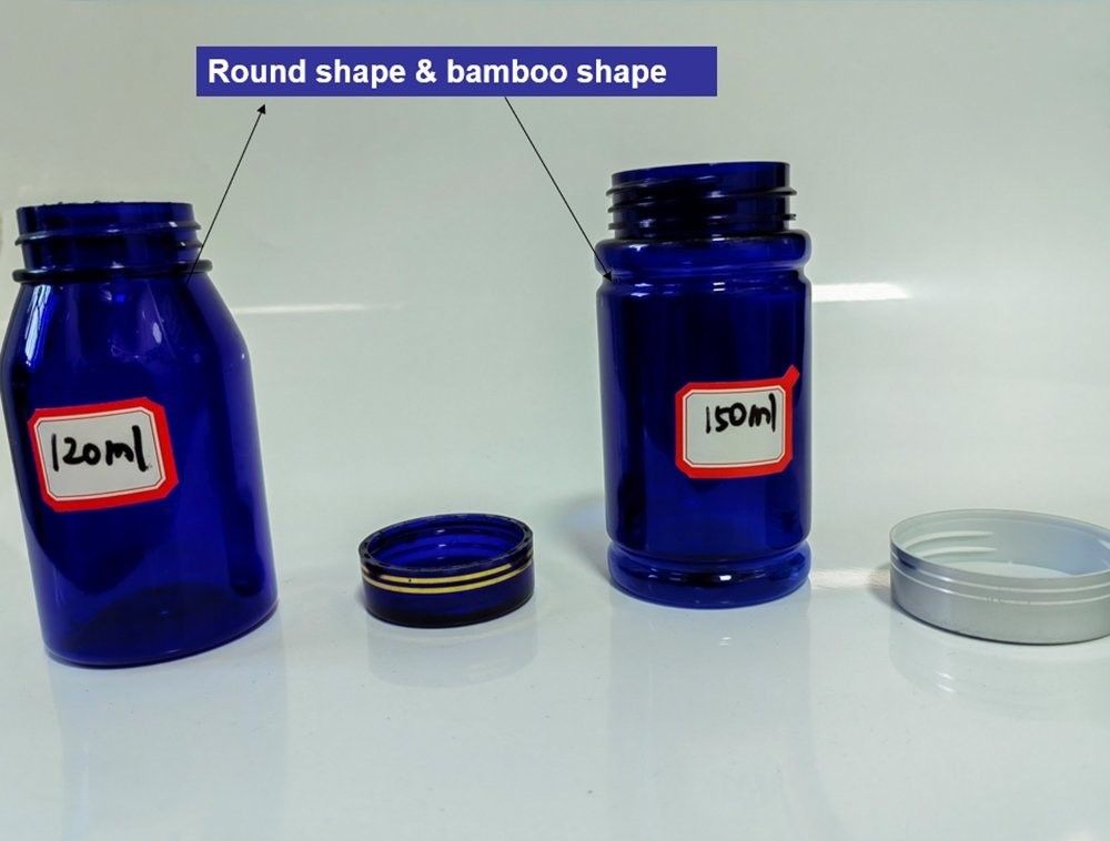 100cc 120cc 150cc Plastikflasche für Pillen Kapseln Transparente Blaue Haustier Wiederauffüllbare Plastikflasche für feste Medikamente