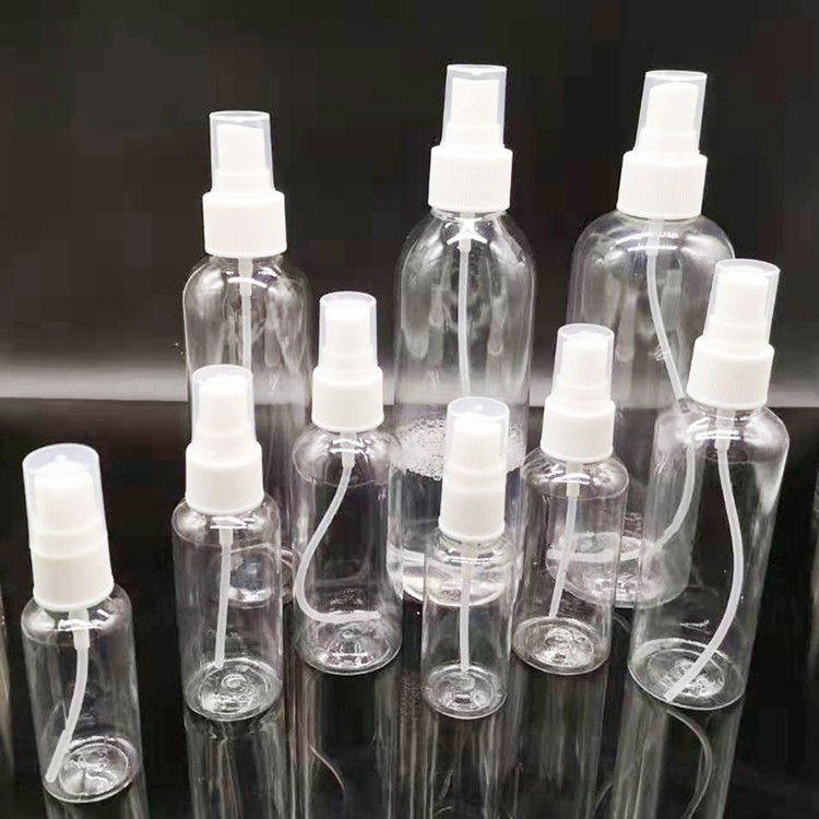 PET leere Plastiknebel Sprühflasche klares Parfüm Alkohol Nachfüllbare Plastiksprühflaschen mit feinem Nebelsprühpumpe