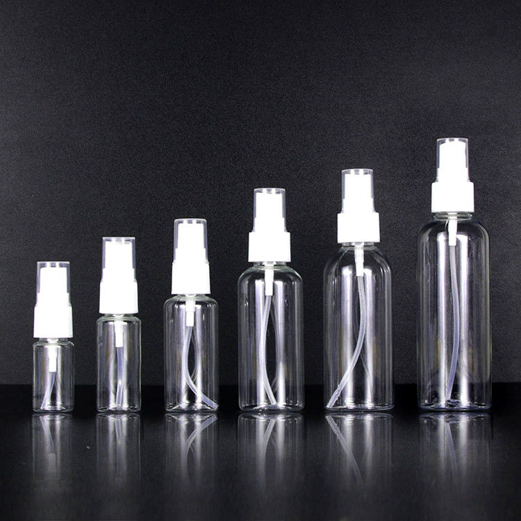 PET leere Plastiknebel Sprühflasche klares Parfüm Alkohol Nachfüllbare Plastiksprühflaschen mit feinem Nebelsprühpumpe