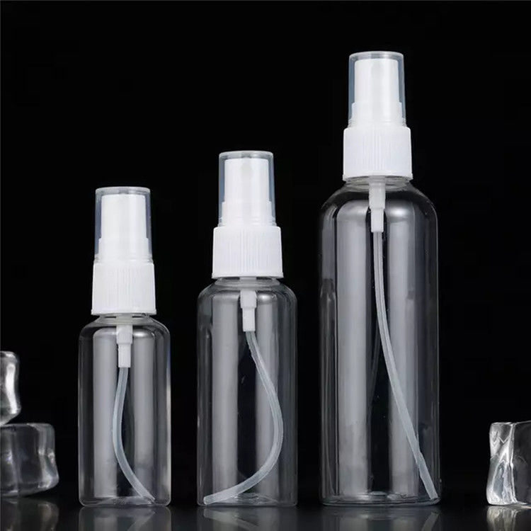 PET leere Plastiknebel Sprühflasche klares Parfüm Alkohol Nachfüllbare Plastiksprühflaschen mit feinem Nebelsprühpumpe