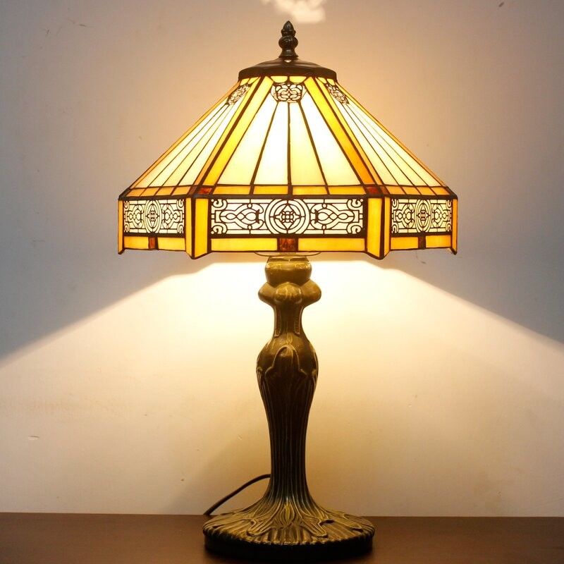 30cm Hexagon Studio Retro Warmes Schlafzimmer Haus Handgefertigte Dekorationslampe Farbkunst Türkisches Glas Luxus-Tischlampe