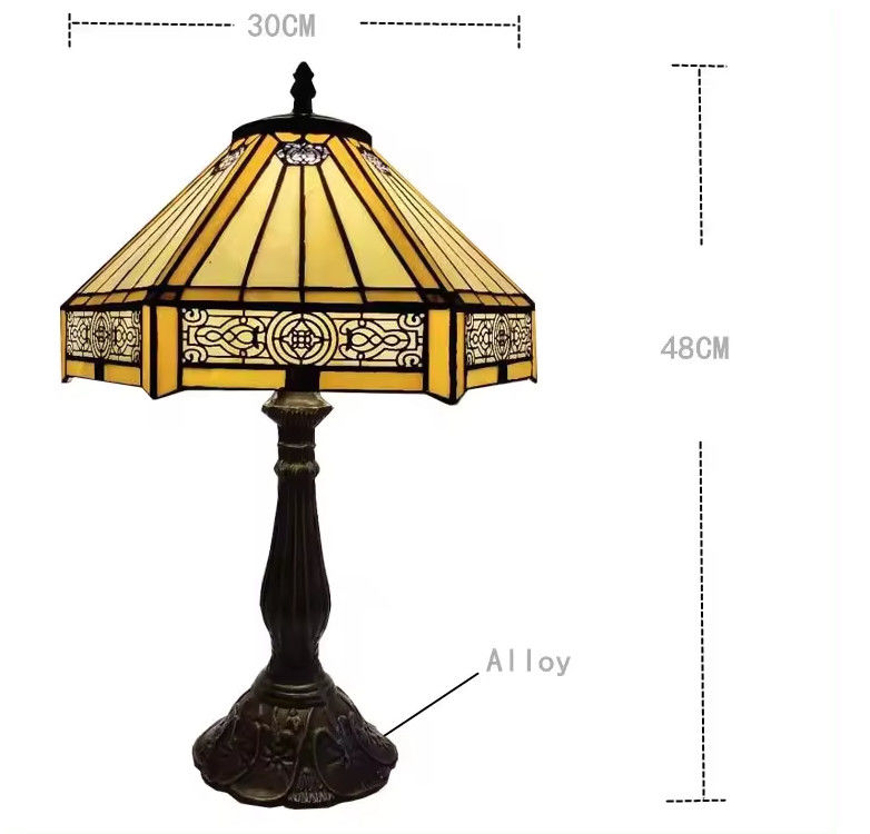 30cm Hexagon Studio Retro Warmes Schlafzimmer Haus Handgefertigte Dekorationslampe Farbkunst Türkisches Glas Luxus-Tischlampe