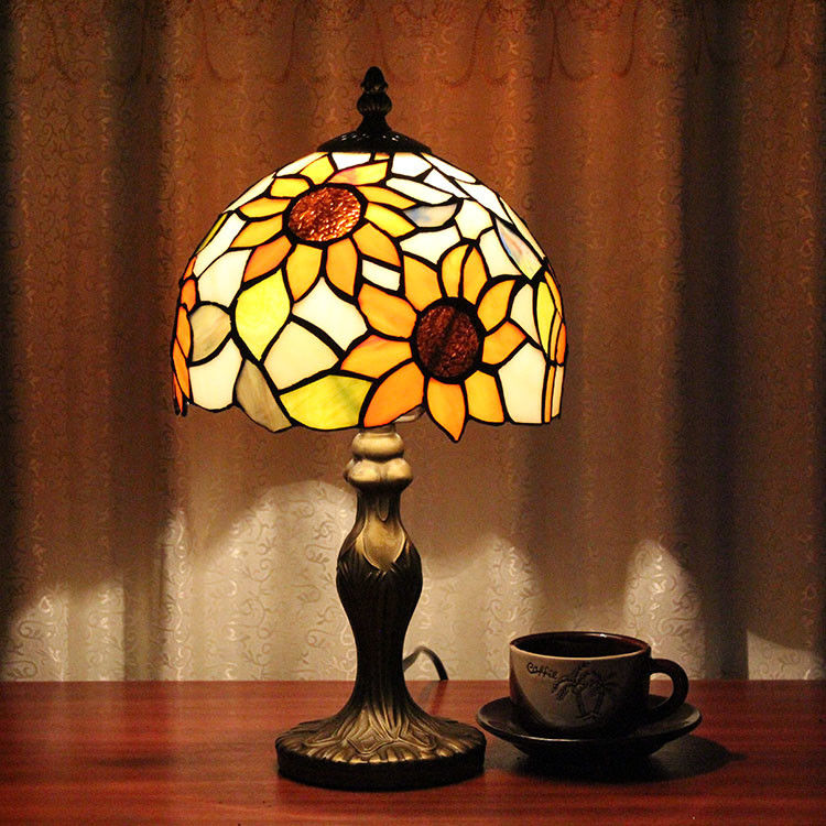 Neues Design Marrakech Sonnenblume Handgemachte Mondform Turisch Marokkanisches Mosaik Tischschreibtisch Nebentischlampe Glas Tischlampe