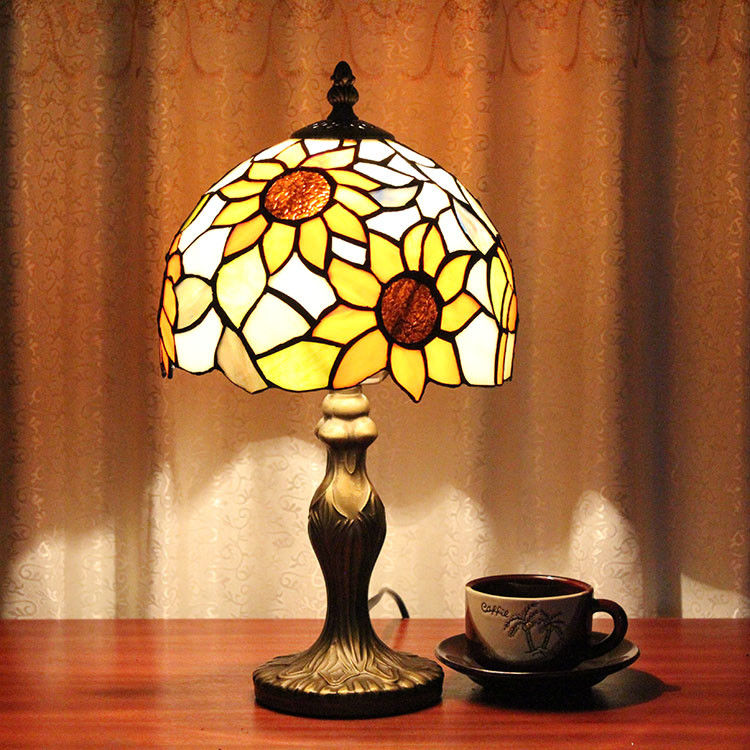 Neues Design Marrakech Sonnenblume Handgemachte Mondform Turisch Marokkanisches Mosaik Tischschreibtisch Nebentischlampe Glas Tischlampe
